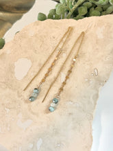 Load image into Gallery viewer, Dainty blue stone gold filled threaders
