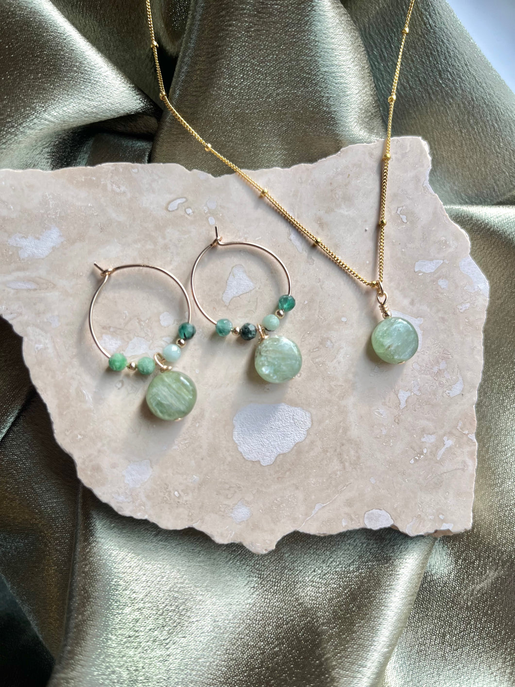 Gold filled beaded hoop earrings